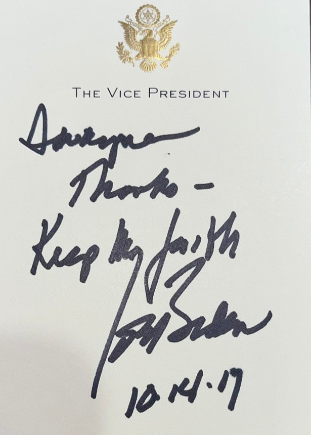 Joe Biden Signed Vice Presidential Seal Card (Personalized) *VERY RARE* - JSA COA
